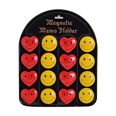 Magnet heart / smiley made of plastic on board, 4-5 cm