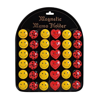 Magnet Herz/Smiley/Marienkäfer auf Tafel, 3 cm