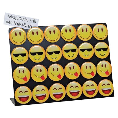 Magnetic smiley face made of plastic on board, 4 assorted, 5 cm