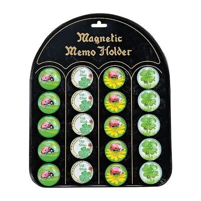 Magnet lucky charms made of glass, on a board, 4 assorted, 3 cm