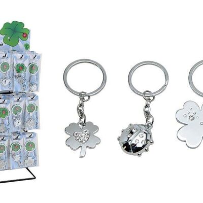 Key ring lucky charm made of metal, 3 assorted, 8 cm
