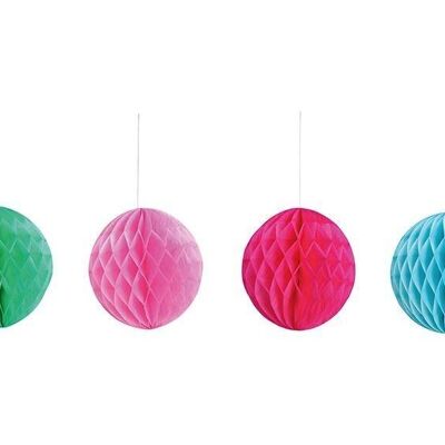 Appendino per palline a nido d'ape in carta/cartone, set da 4, 4 pieghe, Ø15cm