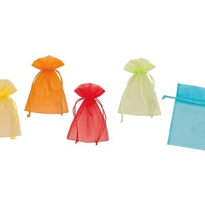 Sacchetti regalo in organza, 5 assortiti, L12 x H17 cm