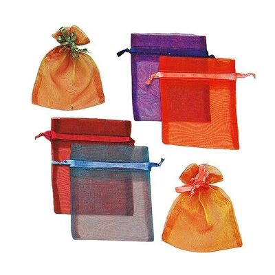 Organza gift bags, assorted, W11 x H14 cm