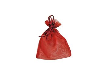 Sac cadeau en organza, en bordeaux, L11 x H14 cm