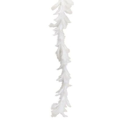 Feather garland in white made of feathers, 100 cm