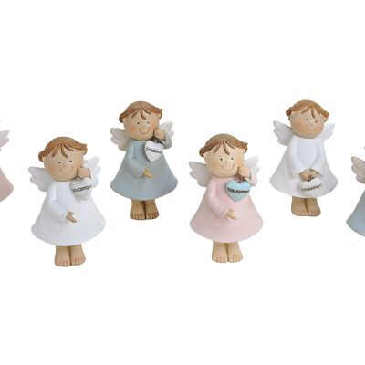 Guardian angel white / blue / pink made of poly, 6 assorted, W15 cm