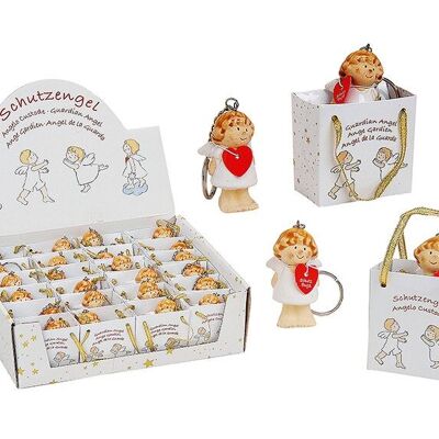 Porte-clés ange gardien en céramique en sachet, 5 cm, assorti