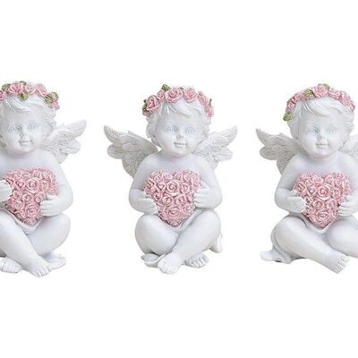 Angel in white / pink made of poly, 3 assorted, W6 x D6 x H7 cm