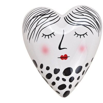 Coeur femme en céramique noir, blanc (L / H / P) 8x4x10cm