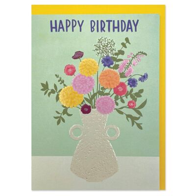 Carte de bouquet frais "Joyeux anniversaire"