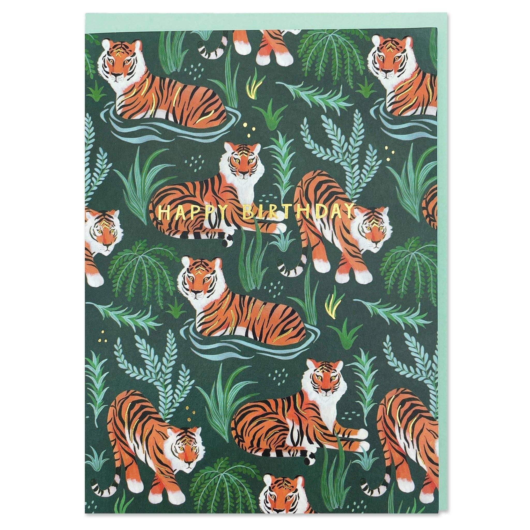 Happy Birthday' - Tiger pattern card