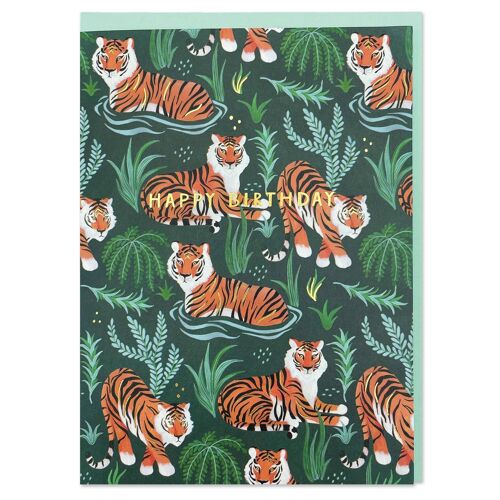 Happy Birthday' - Tiger pattern card