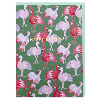 Joyeux Anniversaire' - Carte motif flamant rose 1