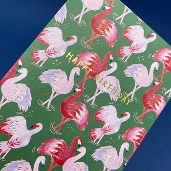 Joyeux Anniversaire' - Carte motif flamant rose 2