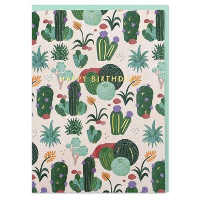 Happy Birthday' - Cacti pattern card
