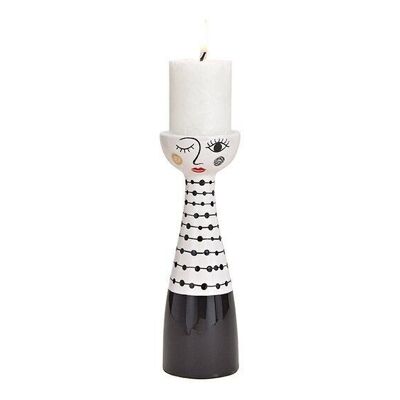 Kerzenhalter Frau aus Keramik Schwarz, weiß (B/H/T) 8x25x8cm