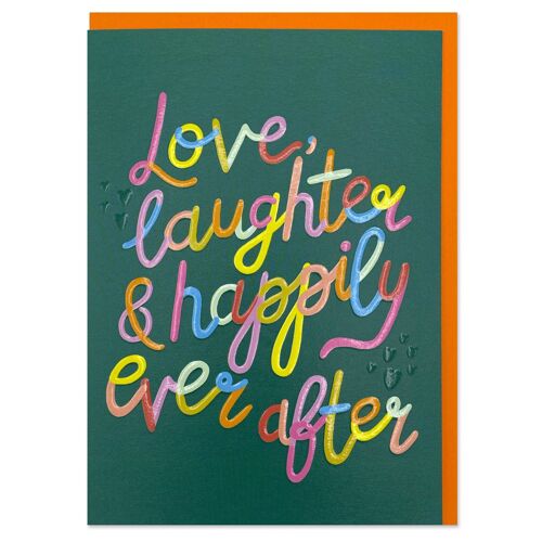 Love, laughter & happily ever after' wedding card