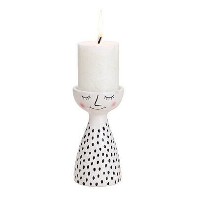 Candle holder woman made of ceramic black, white (W / H / D) 8x15x8cm