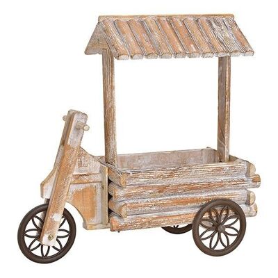 Three-wheeled trolley with brown wooden roof (W / H / D) 16x40x42cm