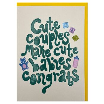 Les couples mignons font la carte de félicitations des bébés mignons 1