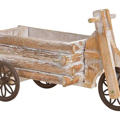 Three-wheeled trolley made of wood brown (W / H / D) 15x24x36cm