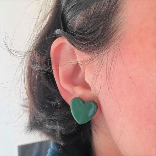 Boucles puces coeur vert