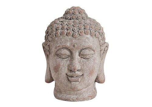 Buddha-Kopf in grau aus Keramik, B18 x H11 cm
