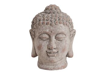 Tête de Bouddha grise en céramique, L18 x H11 cm
