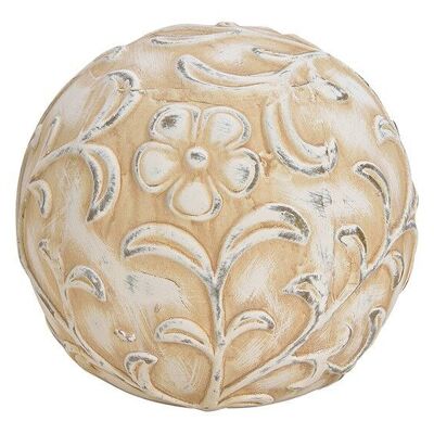 Ball with flower pattern made of clay white (W / H / D) 19x19x18cm