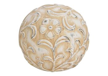 Boule avec motif de fleurs en argile blanche (L / H / P) 19x19x18cm