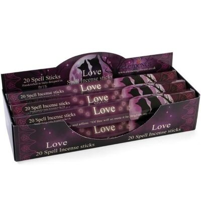 Set di 6 pacchetti di bastoncini di incenso Love Spell di Lisa Parker