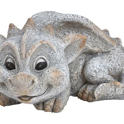 Effetto pietra drago sdraiato in poly grigio (L / A / P) 26x15x17 cm
