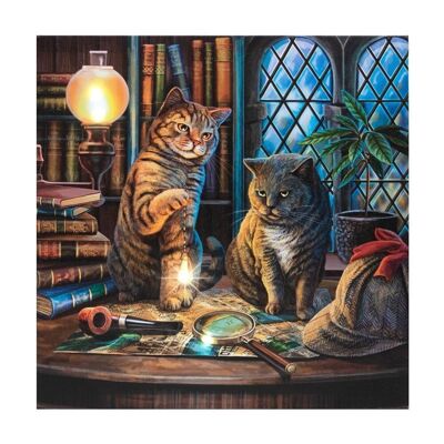 Targa in tela illuminata Purrlock Holmes di Lisa Parker