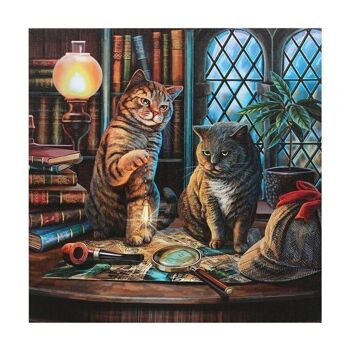 Plaque en toile lumineuse Purrlock Holmes par Lisa Parker 2