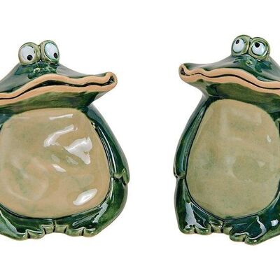 Frog made of ceramic green, 2-fold (W / H / D) 9x12x9cm