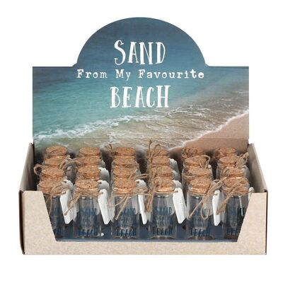 Expositor de botellas de cristal de arena de playa de 24 piezas