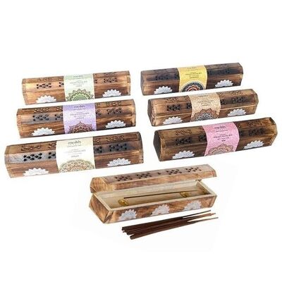 Set de regalo de incienso de mandala en caja de madera
