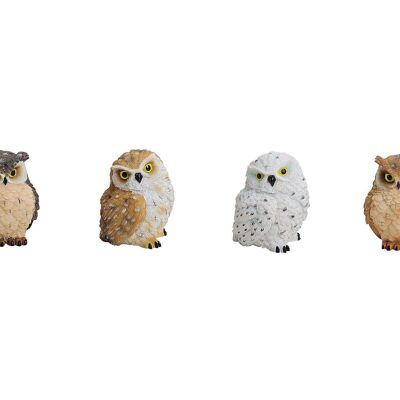 Poly owl, 4 assorted, W5 x D6 x H5 cm