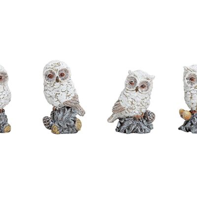 White owl made of poly, 4 assorted, 6 cm