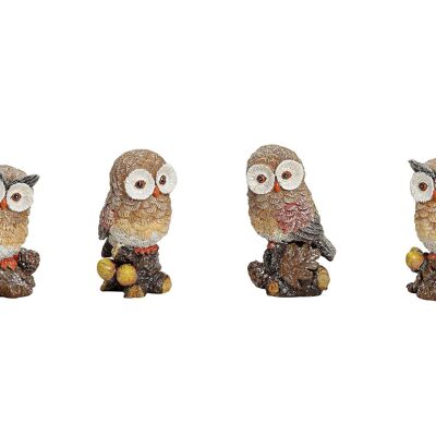 Brown owl made of poly, 4 assorted, 6 cm
