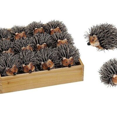 Hedgehog made of clay / faux fur in box, W6 x D5 x H4 cm