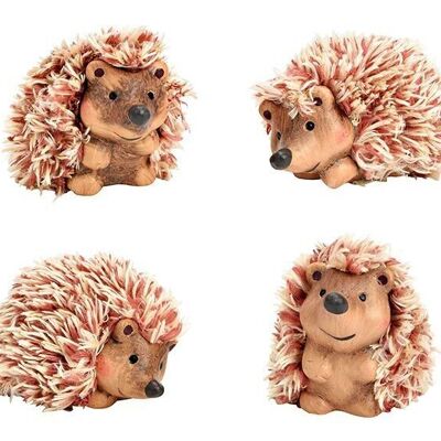 Hedgehog made of clay / artificial fur, assorted, W7 x D6 x H7 cm