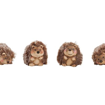 Hedgehog made of clay / artificial fur, assorted, W5 x D4 x H5 cm