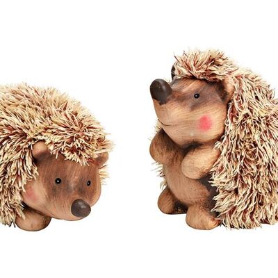 Hedgehog made of clay / artificial fur, assorted, W20 x D12 x H11 cm