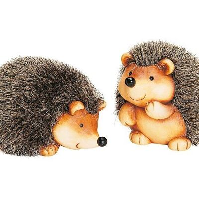Hedgehog made of clay / artificial fur, assorted, W19 x H22 cm