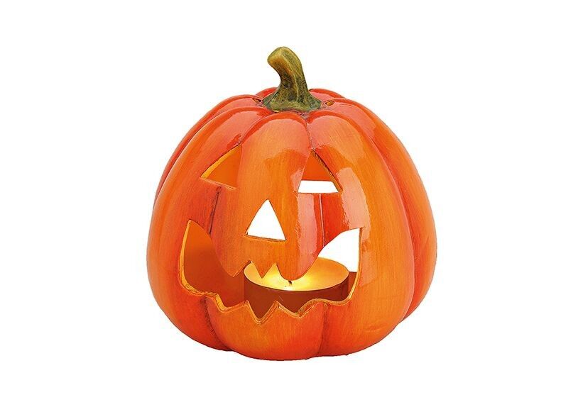 Windlicht Kürbis aus Ton, B14 x T17 cm