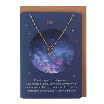 Tarjeta de collar del zodiaco Leo