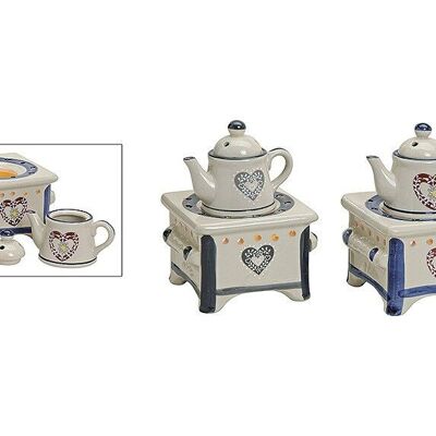 Aroma lamp stove with pot made of ceramic, 2 assorted, W12 x D12 x H17 cm
