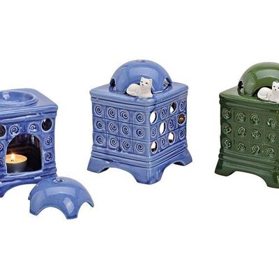 Fragrance lamp tiled stove made of ceramic, 2-way assorted, W10 x D10 x H15 cm